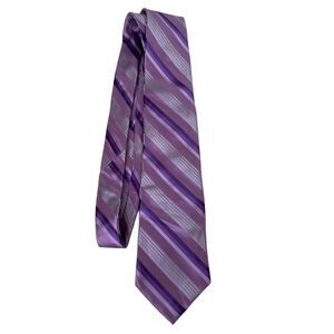 Bugatti Tie Striped Print 100% Silk‎ Professional Business Formal Purple